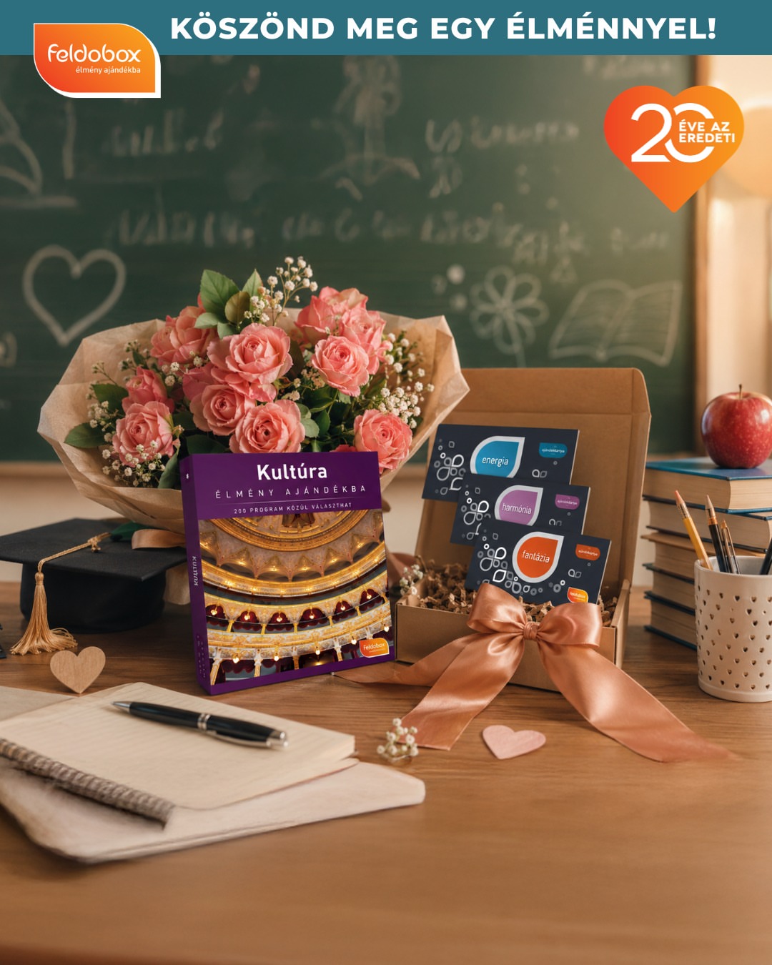 🎓📚 Egy jó tanárra sokáig emlékszünk.

Egy inspiráló mondatra, egy biztatásra vagy egy szép emlékre, amit magunkkal viszünk. Ballagáskor a virág mellé idén ajándékozz valami személyesebbet is: egy élményt, ami igazán emlékezetes marad. 🎁

A Feldobox élménycsomagokkal a megajándékozott tanár maga választhatja ki, mi kapcsolja ki igazán - legyen az egy kulturális program, egy különleges kikapcsolódás vagy egy kis énidő.

✨ Ajánlott élménycsomagjaink tanároknak:
🎭 Kultúra – https://www.feldobox.hu/termekek/kultura
⚡ Energia – https://www.feldobox.hu/termekek/energia
🌿 Harmónia – https://www.feldobox.hu/termekek/harmonia
🎨 Fantázia – https://www.feldobox.hu/termekek/fantazia

👉 Fedezd fel a csomagokat, és találd meg a tanárod számára legmegfelelőbb élményt:
https://www.feldobox.hu/termekek

Feldobox – 20 éve az eredeti élményajándék.

#Feldobox #Ballagás