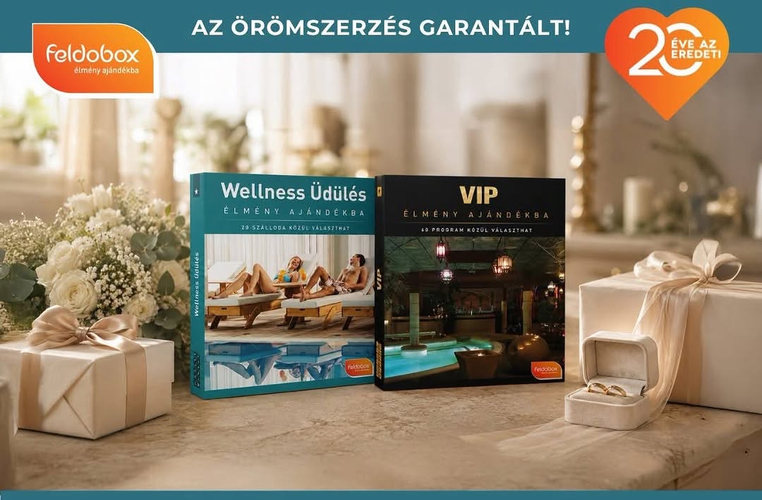 💍 Egy esküvőre nem könnyű igazán emlékezetes ajándékot találni.

Ahelyett, hogy egy újabb porfogó tárgy kerülne a polcra, ajándékozz közös élményeket az ifjú párnak! 🎁✨

A Feldobox élménycsomagokkal a friss házasok maguk választhatják ki, mire vágynak leginkább: egy romantikus wellness pihenésre, egy különleges kikapcsolódásra vagy egy exkluzív élményre kettesben.

A legjobb pedig az, hogy nem kell a futárt várnod: a csomagokat személyesen, azonnal megvásárolhatod nálunk Cegléden, az Ibolya Ajándéküzletben! 😍

✨ Keresd nálunk a friss házasok kedvenc élménycsomagjait:
💎 VIP élménycsomag – 60 exkluzív program közül választhat az ifjú pár.

🌿 Wellness Üdülés élménycsomag – 20 kiváló szálloda pihentető hétvégéje egyetlen dobozban.

👇 Gyere be hozzánk, vedd kézbe a csomagokat, és ajándékozz örök élményeket a nagy napon! #feldobox #esküvő #ajándék #cegléd #ibolyaajándéküzlet 

📍 Ibolya Ajándéküzlet – Cegléd, Kossuth Ferenc. u. 10.
🕒 Nyitvatartás: Hétfő-Péntek: 8:30-17:30, Szombat: 8:00-12:30
📞 +36 20 511 6584