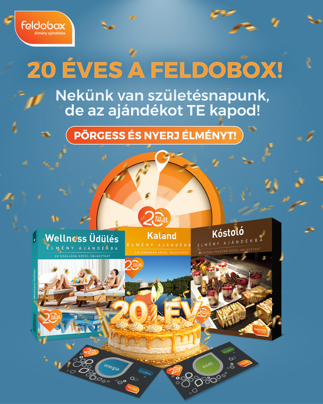 🎡 Pörgettél már ma?

A Feldobox 20. születésnapja alkalmából mi ajándékozunk meg Téged: szeptemberben minden nap újra megpörgetheted az Élménykereket, és minden érvényes pörgetés nyer! 🎁

Wellness-, gasztro-, üdülési és szabadidős élmények, valamint exkluzív kedvezmények várnak, és ha tegnap már játszottál, ma újra próbára teheted a szerencsédet. ✨

📅 Szeptember 30-ig naponta egyszer játszhatsz ugyanazzal az e-mail-címmel, így akár többször is nyerhetsz a hónap során.

👉 Pörgesd meg a mai Élménykereket:
https://feldobox.hu/oldal/nyeremenyjatek

📜 Játékszabályzat:
https://feldobox.hu/uploads/Feldobox_nyeremenyjatek_jatekszabalyzat.pdf

Feldobox – 20 éve az eredeti élményajándék.

#Feldobox #Feldobox20 #Nyereményjáték #Élménykerék