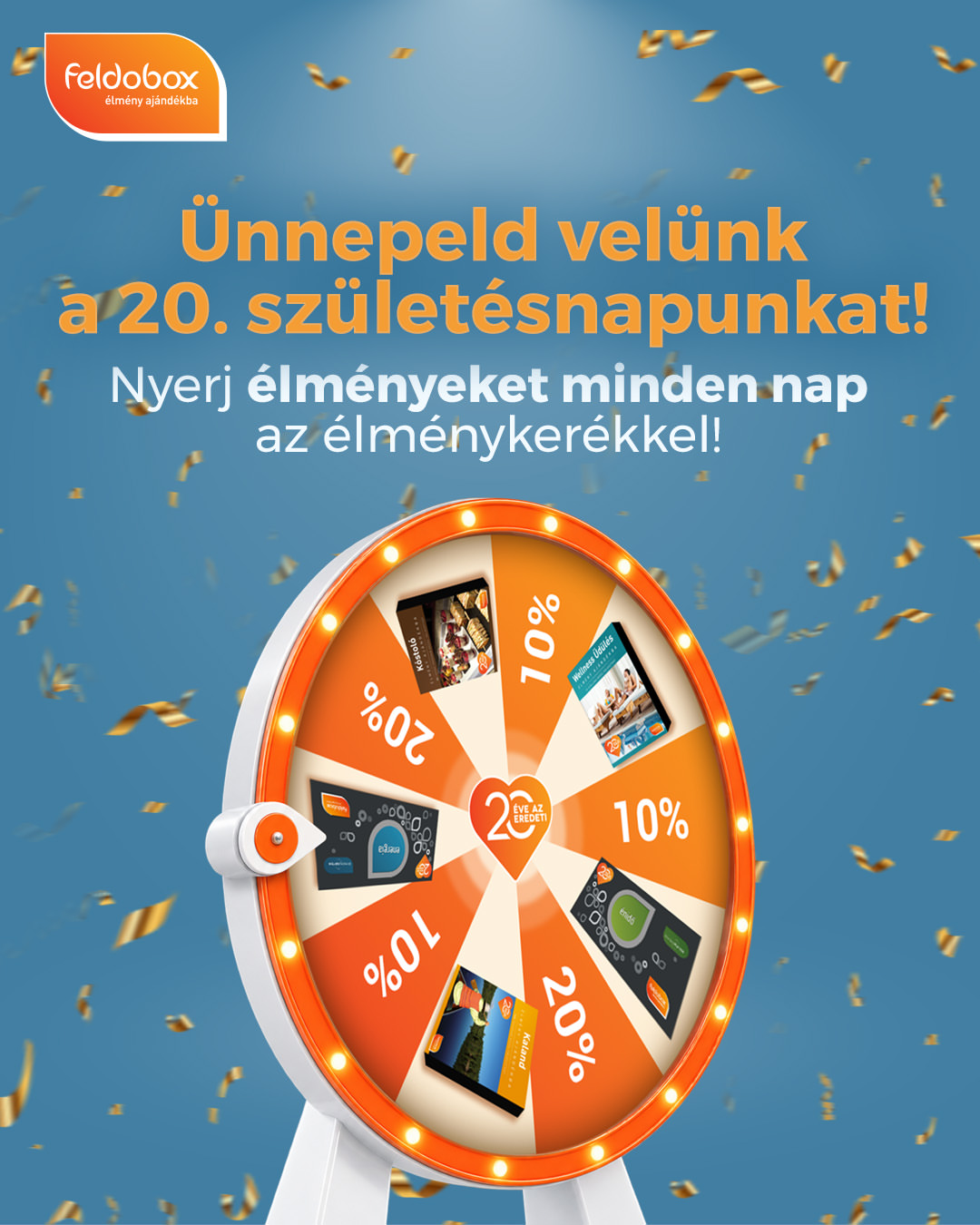 🎁 Egy pörgetés = egy garantált nyeremény! Akár minden nap!

Még javában tart a Feldobox születésnapi nyereményjátéka, így ha eddig kimaradtál, bőven van időd beszállni az Élménykerék pörgetésébe. 🎡

Szeptember 30-ig minden nap játszhatsz, és minden érvényes pörgetéssel nyersz valamit: wellness-, gasztro-, üdülési vagy szabadidős élményt, illetve exkluzív kedvezményt. ✨

És ne feledd: ha ma pörgettél, holnap ismét visszatérhetsz, így a játék végéig akár több nyereményt is bezsebelhetsz!

👉 Nézd meg, mit tartogat ma számodra az Élménykerék:
https://feldobox.hu/oldal/nyeremenyjatek

📅 A játék szeptember 30-ig tart, és ezen a napon még játszhatsz.

📜 Játékszabályzat:
https://feldobox.hu/uploads/Feldobox_nyeremenyjatek_jatekszabalyzat.pdf

Feldobox – 20 éve az eredeti élményajándék.

#Feldobox #Feldobox20 #Nyereményjáték #Élménykerék